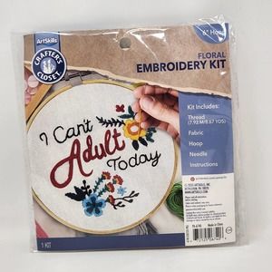 Crafters Closet Embroidery Kit I Cant Adult Today Sampler Floral Needlepoint New